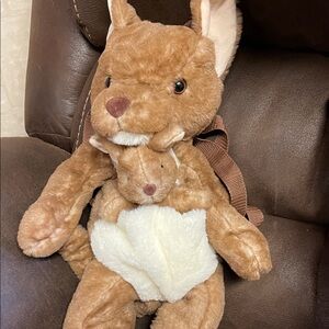 Brown Kangaroo Plush Backpack-NWT